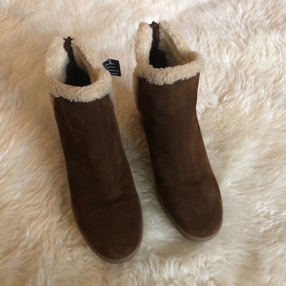 Aquatalia Christen Suede Shearling Wedge Bootie - Picture 3 of 11